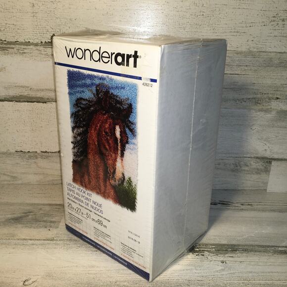 NEW SEALED Wonder Art Latch Hook Kit 426212 Wild Stallion 20” x 27” Horse Cowboy - Picture 2 of 7